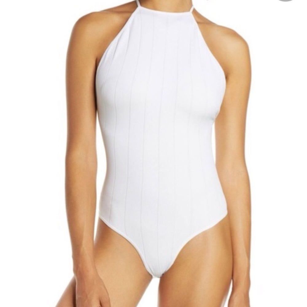 FREE PEOPLE BRIDGET THONG SQUARE NECK BODYSUIT WHITE SIZE SMALL NEW WITH TAGS